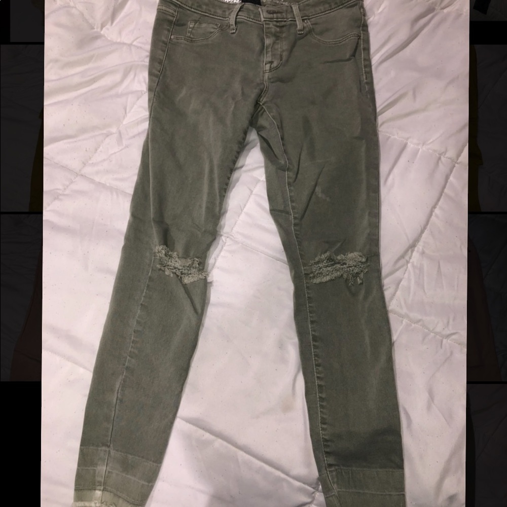 Olive green skinny jeggings